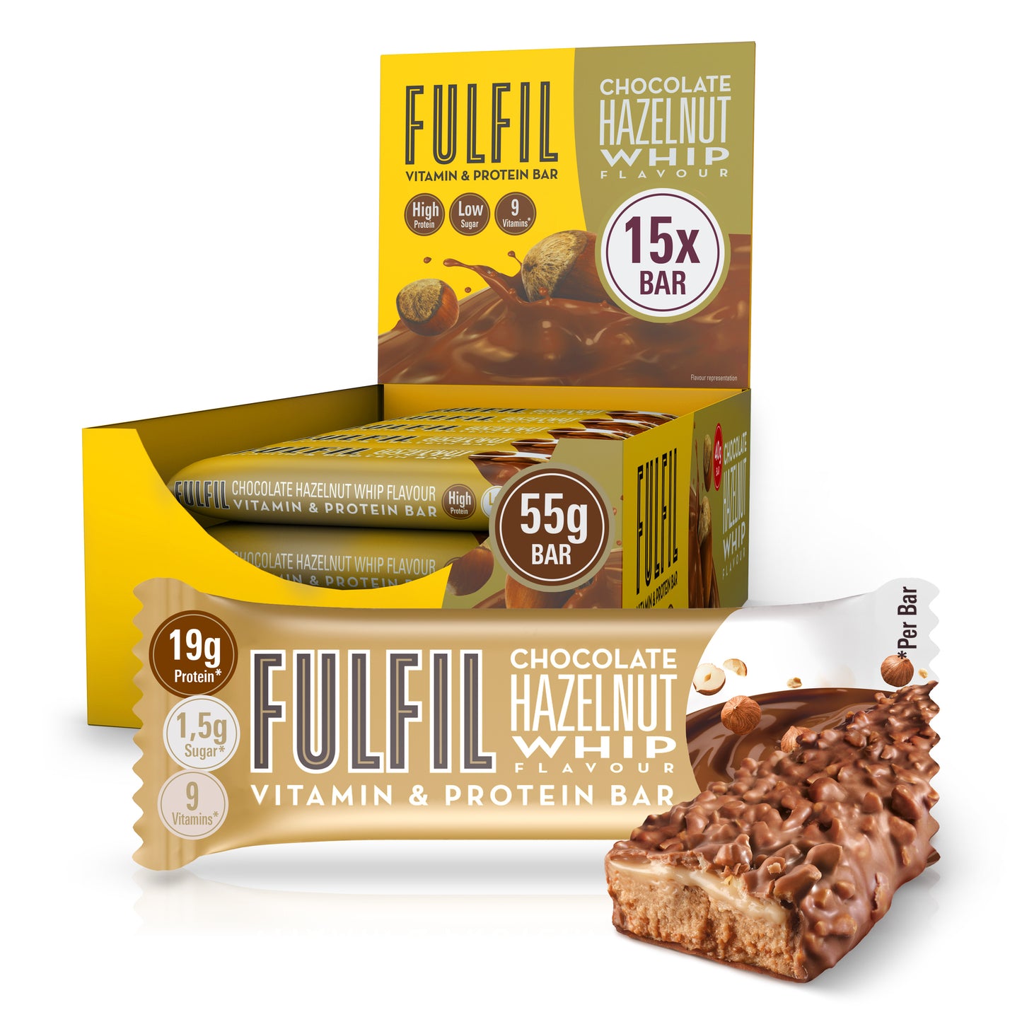Chocolate Hazelnut Whip Protein Bar - 15x55g
